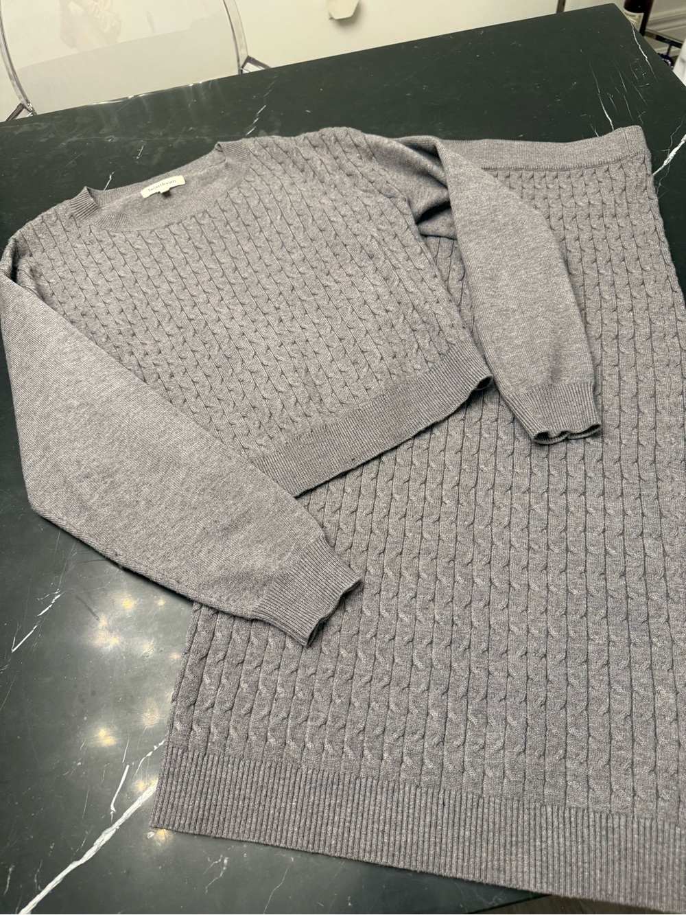 Heartloom Gray Ribbed Knit Sweater Set